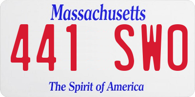 MA license plate 441SW0
