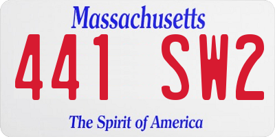 MA license plate 441SW2
