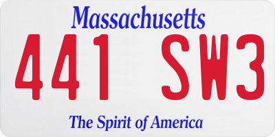 MA license plate 441SW3