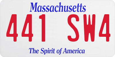 MA license plate 441SW4