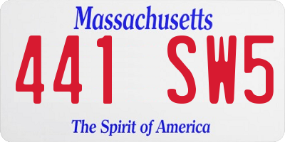 MA license plate 441SW5