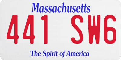 MA license plate 441SW6
