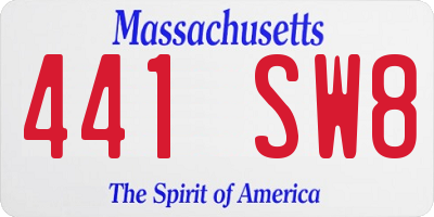 MA license plate 441SW8