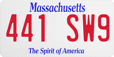 MA license plate 441SW9