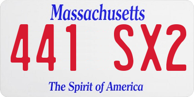 MA license plate 441SX2