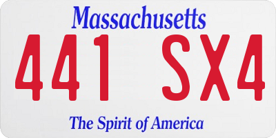 MA license plate 441SX4