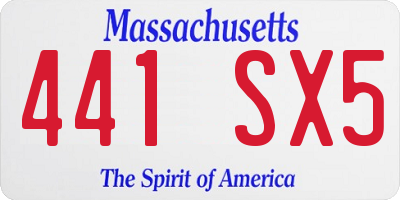MA license plate 441SX5