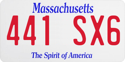 MA license plate 441SX6
