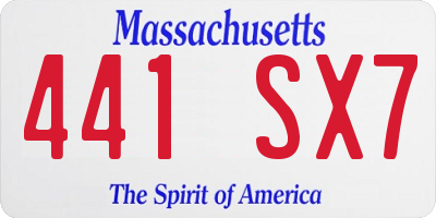 MA license plate 441SX7
