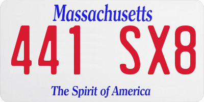MA license plate 441SX8