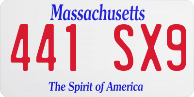 MA license plate 441SX9