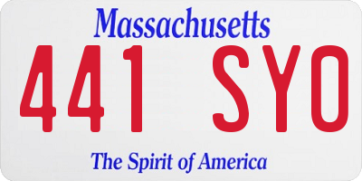 MA license plate 441SY0