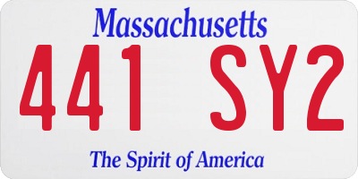 MA license plate 441SY2