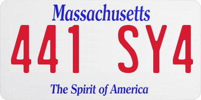 MA license plate 441SY4