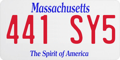MA license plate 441SY5