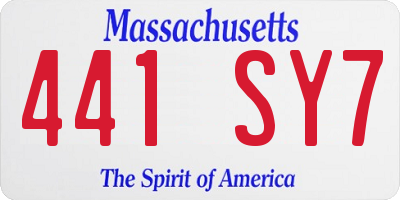 MA license plate 441SY7