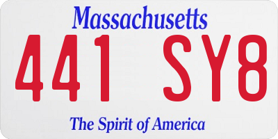 MA license plate 441SY8