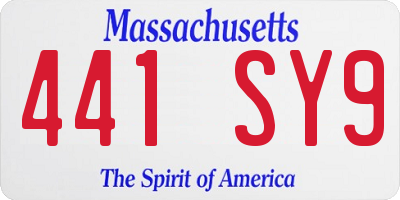 MA license plate 441SY9