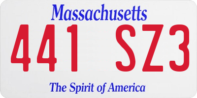 MA license plate 441SZ3