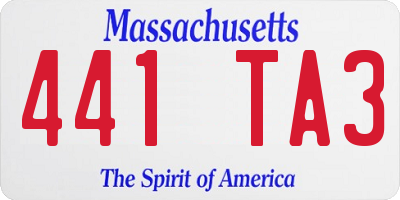 MA license plate 441TA3