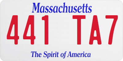 MA license plate 441TA7