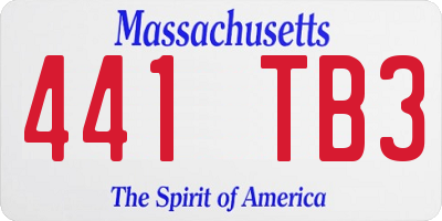 MA license plate 441TB3