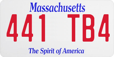 MA license plate 441TB4