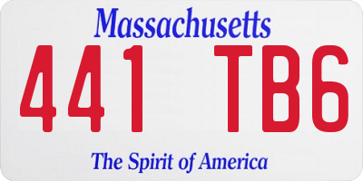 MA license plate 441TB6