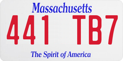 MA license plate 441TB7