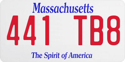 MA license plate 441TB8