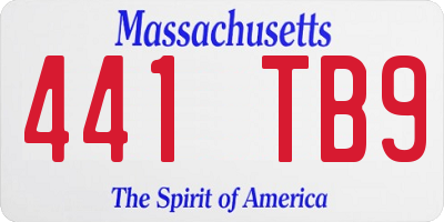 MA license plate 441TB9