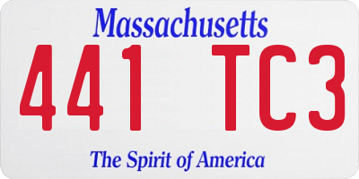 MA license plate 441TC3