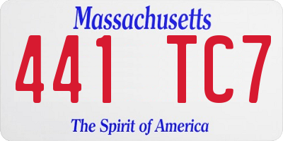 MA license plate 441TC7