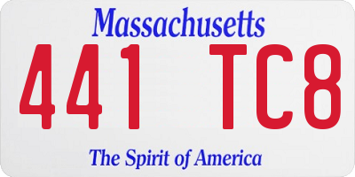 MA license plate 441TC8