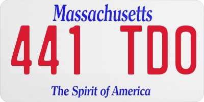 MA license plate 441TD0