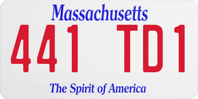 MA license plate 441TD1
