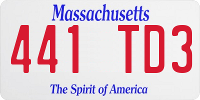 MA license plate 441TD3