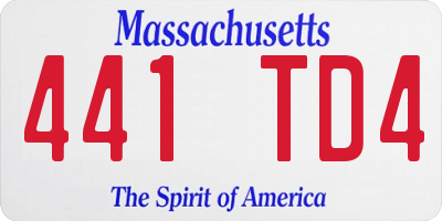 MA license plate 441TD4