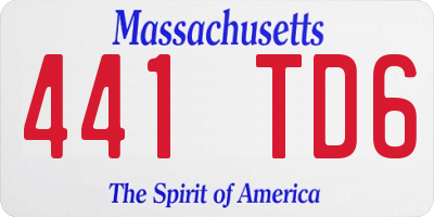 MA license plate 441TD6