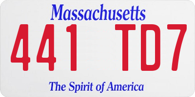 MA license plate 441TD7