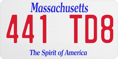 MA license plate 441TD8