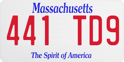 MA license plate 441TD9