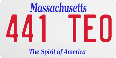 MA license plate 441TE0