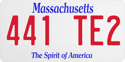 MA license plate 441TE2