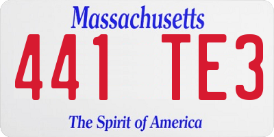 MA license plate 441TE3