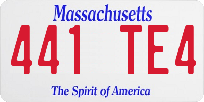 MA license plate 441TE4