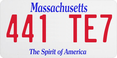 MA license plate 441TE7