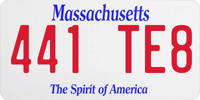 MA license plate 441TE8