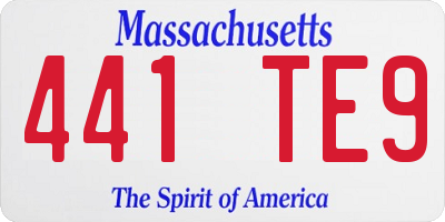 MA license plate 441TE9