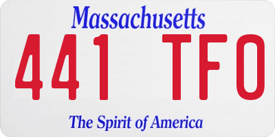 MA license plate 441TF0